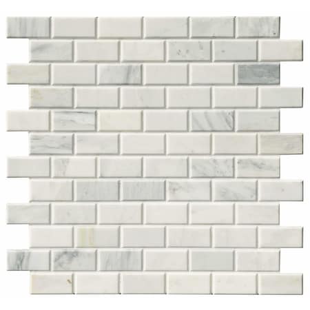 Msi Arabescato And Beveled Honed 2" X 4" Marble Mosaic Tile In White, 10PK ZOR-MD-0130